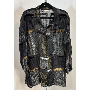 Vintage 90s Chico’s Design Burnout Velvet Jacket Size 3 L XL Artwear Silk